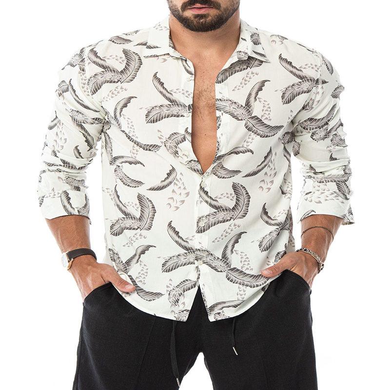 LEAVES PRINTED SHIRT IN CREAM