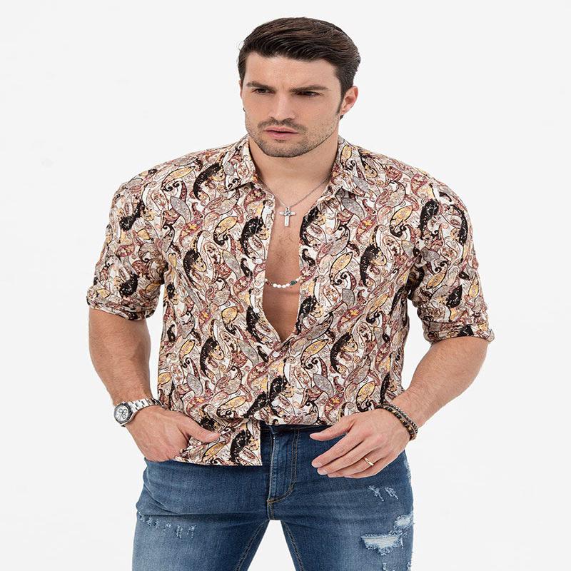 SAMIR PRINTED SHIRT IN BROWN
