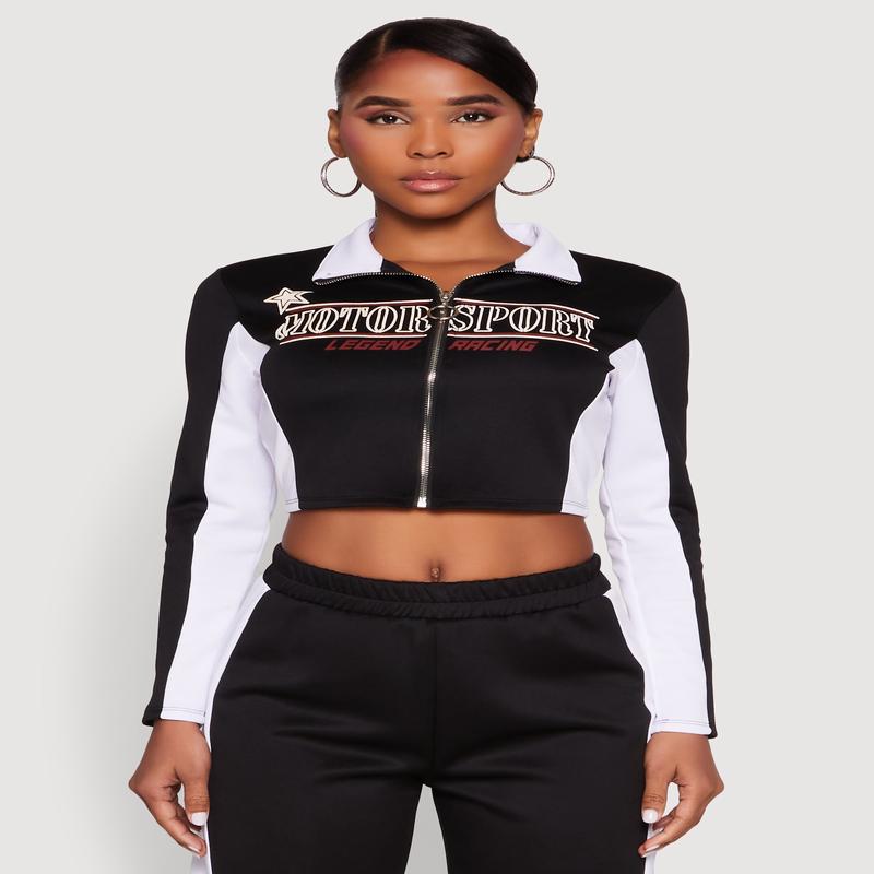 Motorsport Legend Racing Zip Front Crop Top