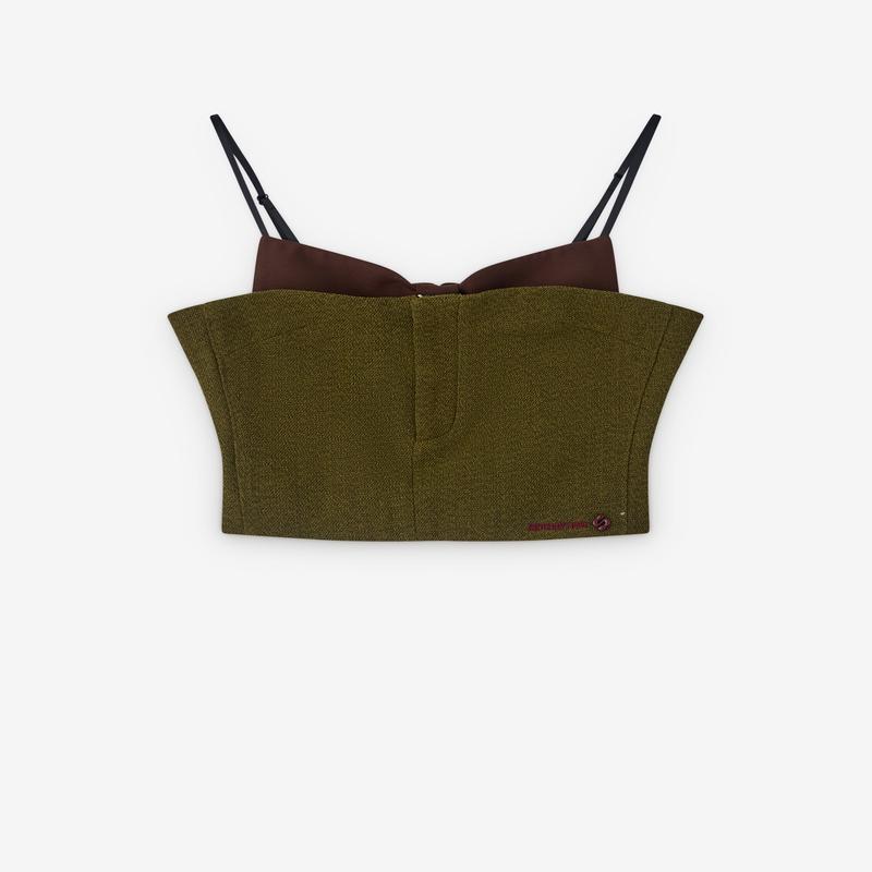 SHUSHU/TONG - Womens Double Bow Corset Top - (Green)