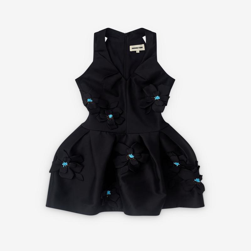 SHUSHU/TONG - Womens Tucked Halter Neck Dress - (Black)