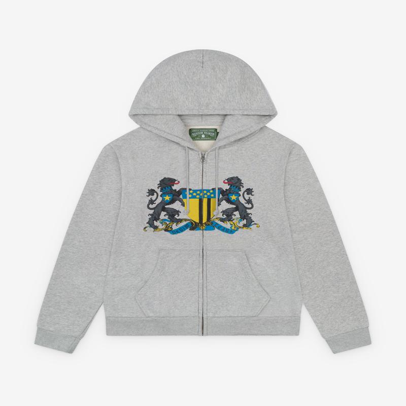 Denim Tears - Men's Coat Of Arms Zip Up Hoodie - (Grey)