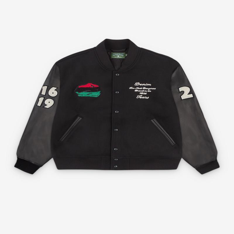 Denim Tears - Men's Peace Wreath Varsity Jacket - (Black)