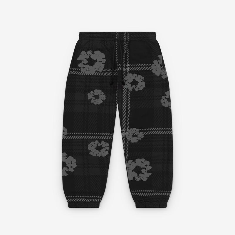 Denim Tears - Men's Plaid Cotton Wreath Sweatpant - (Black)