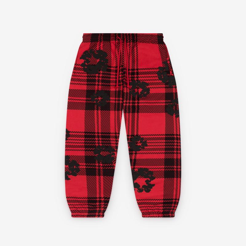 Denim Tears - Men's Plaid Cotton Wreath Sweatpant - (Red)