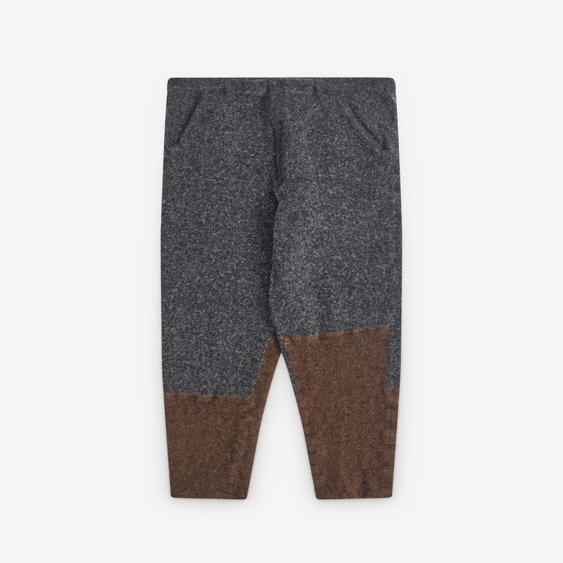 CDG Shirt - Mens Colour Block Straight Leg Trousers - (Grey/Brown)