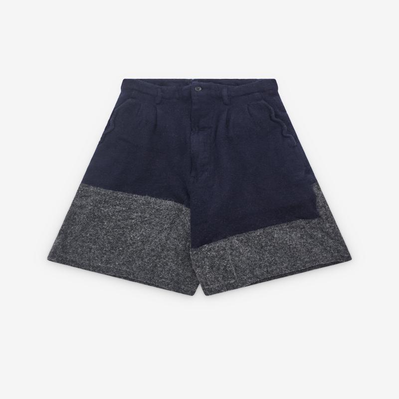 CDG Shirt - Mens Colour Block Wide Shorts - (Navy/Grey)