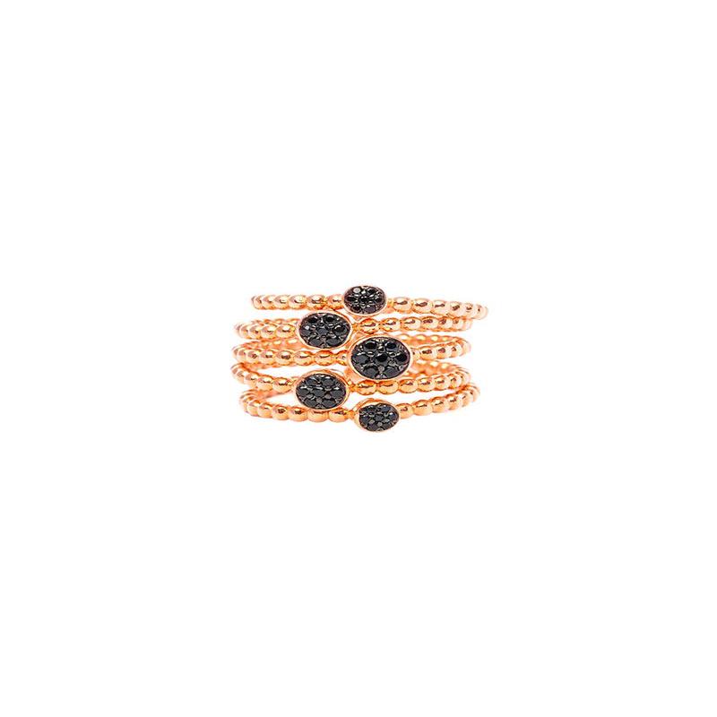 MARA MULTI-RING IN ROSE GOLD WITH BLACK STONES