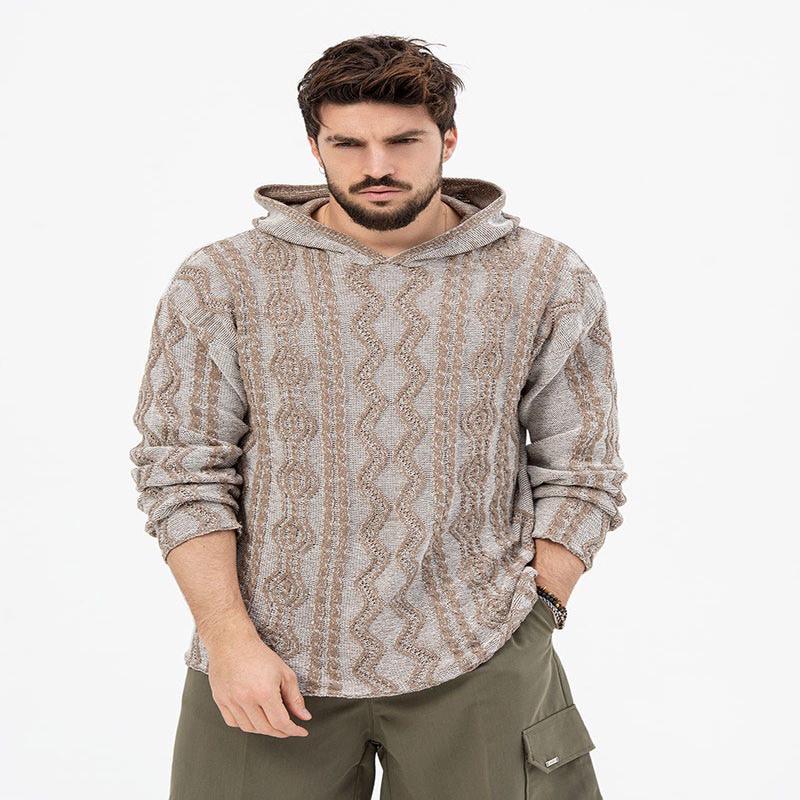 ABBAS HOODIE SWEATER IN BEIGE AND TAOPE