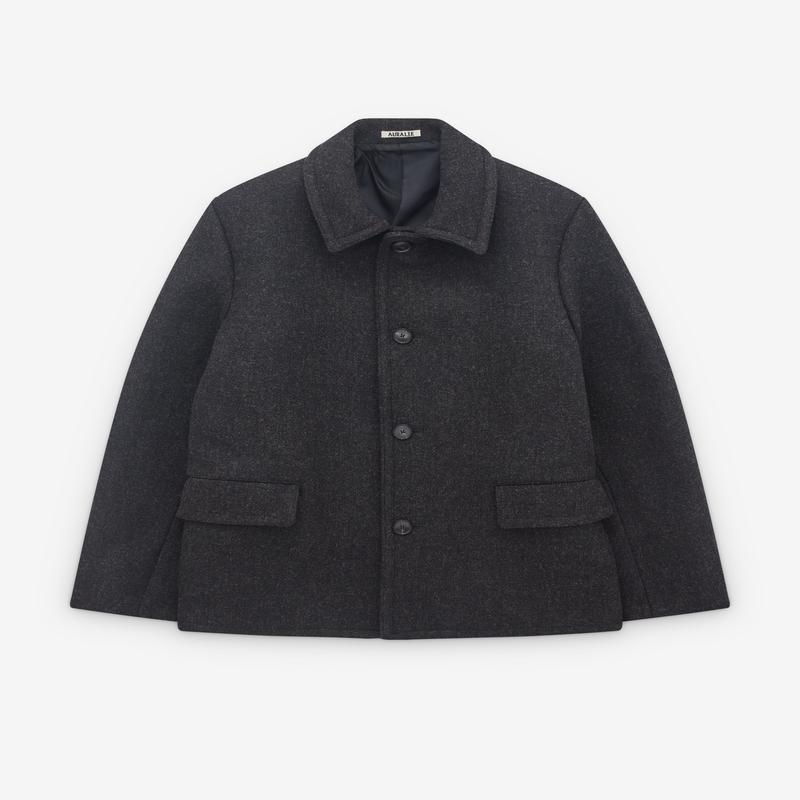 Auralee - Mens Shetland Wool Double Cloth Blouson - (Dark Charcoal)