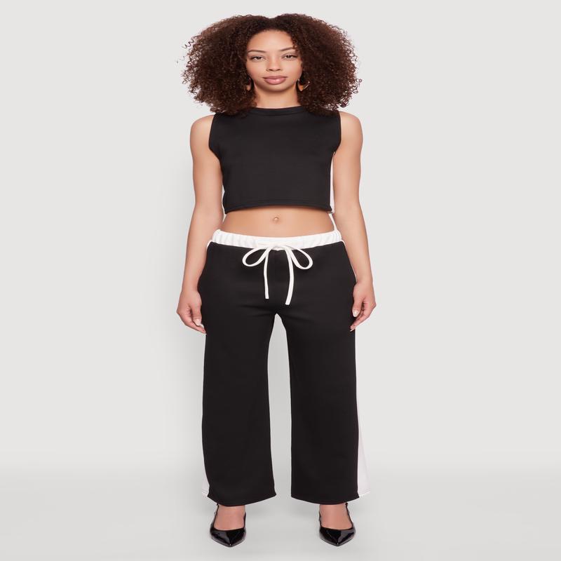 Contrast Trim Drawstring Waist Sweatpants