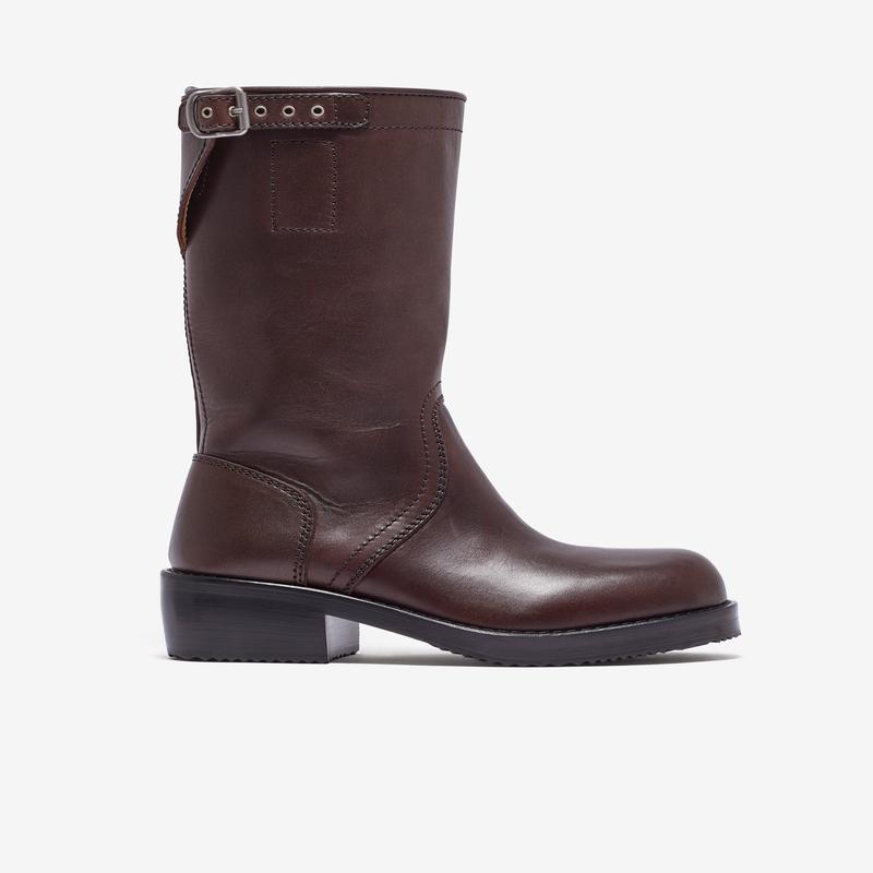 Dries Van Noten - Womens Leather Biker Boots - (Dark Brown)