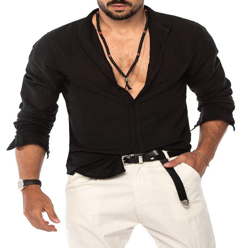 OTIS LINEN SHIRT IN BLACK