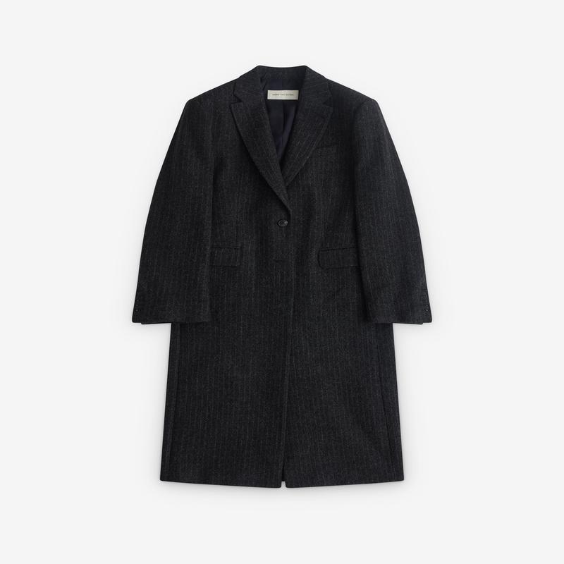 Dries Van Noten - Womens Pinstripe Coat - (Dark Grey)