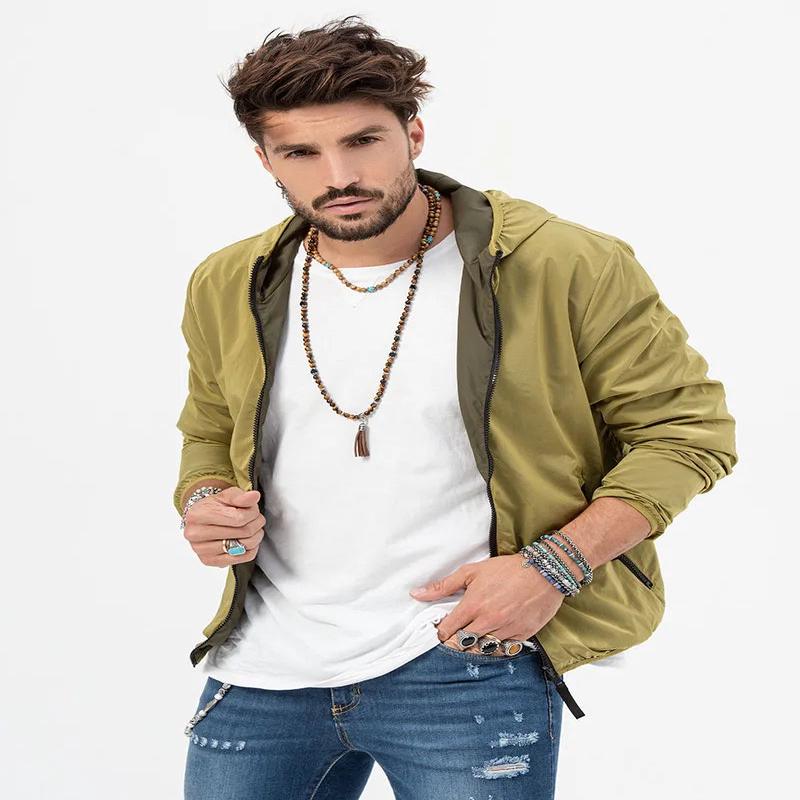 JACKSON REVERSIBLE JACKET IN LIME AND BROWN