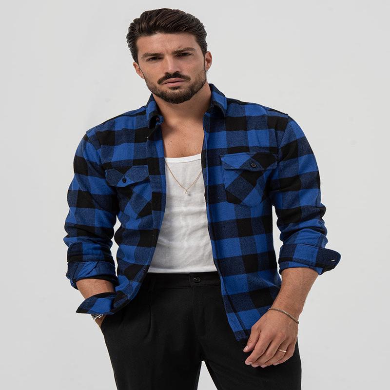 AIDEN CHECKED SHIRT IN BLUE AND BLACK
