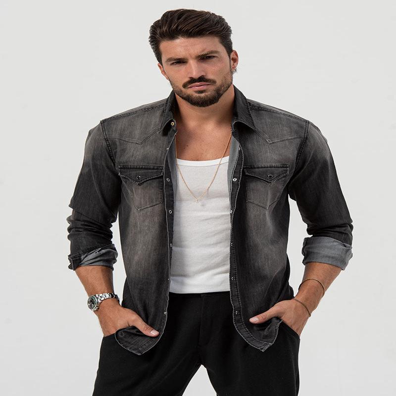 DYLAN DENIM SHIRT IN BLACK