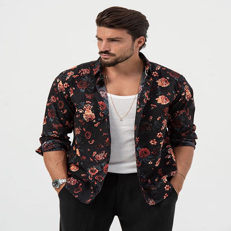 FLORAL PRINTED SHIRT IN BLACK