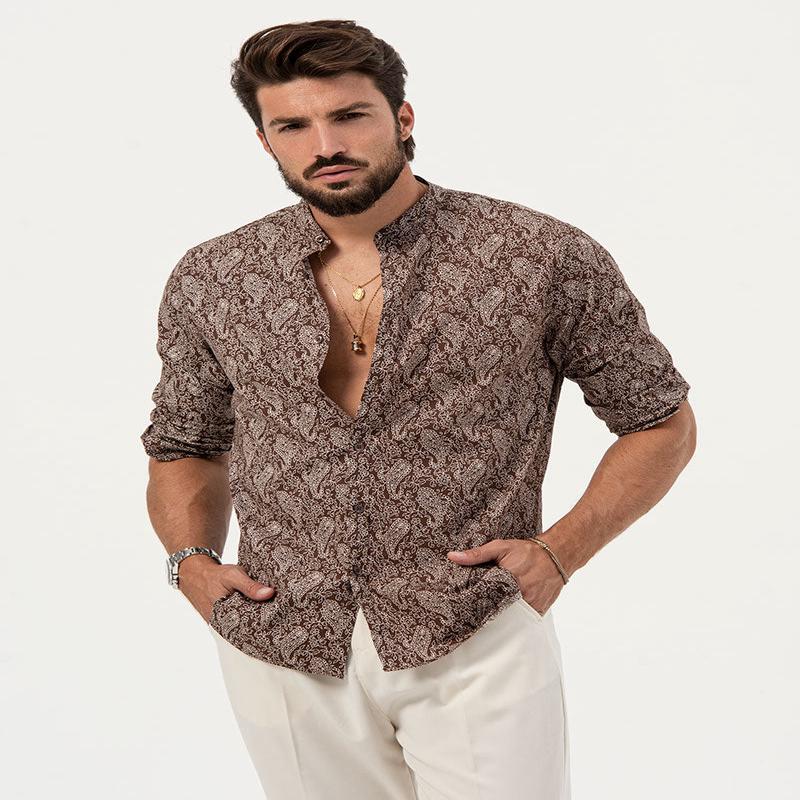 ALAN PRINTED SHIRT IN BROWN