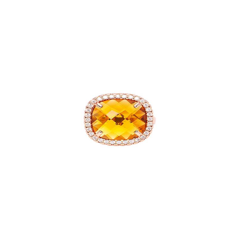 AMBER SQUARE RING IN ROSE GOLD WITH ZIRCONS