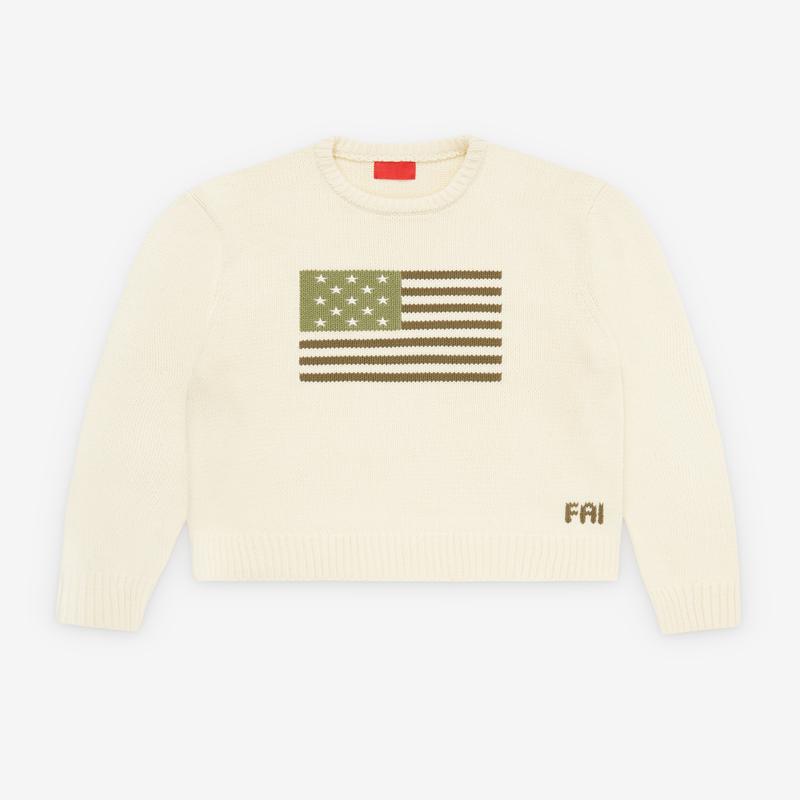Fugazi - Men's Big Green Flag Sweater - (Cream)