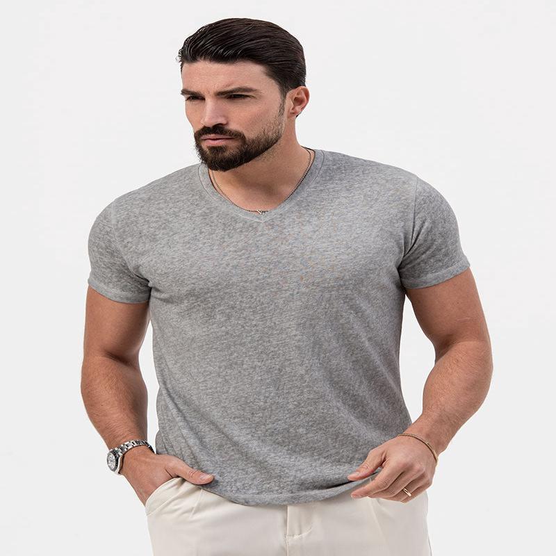 GAVIN V BASIC T-SHIRT IN LIGHT GREY