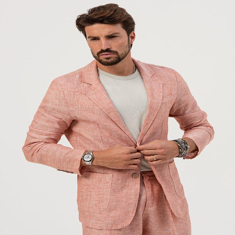 TITOS SINGLE BREASTED BLAZER IN CORAL