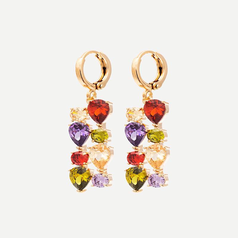 ROSE GOLD EARRINGS WITH MULTICOLOR PENDANT