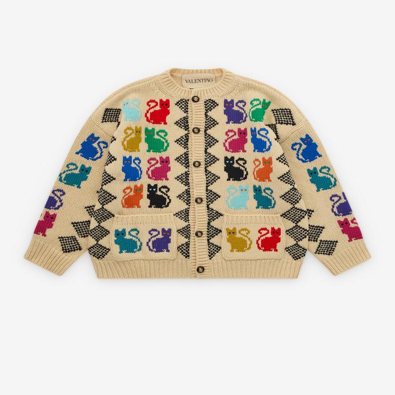 Valentino - Women's Cat Cardigan - (Beige)