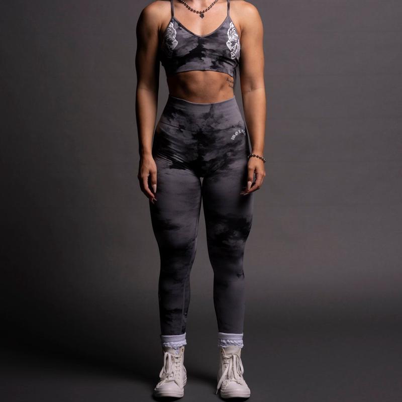 Chopper "Everson Seamless" Huxley Scrunch Leggings in Black Ghost Clouds