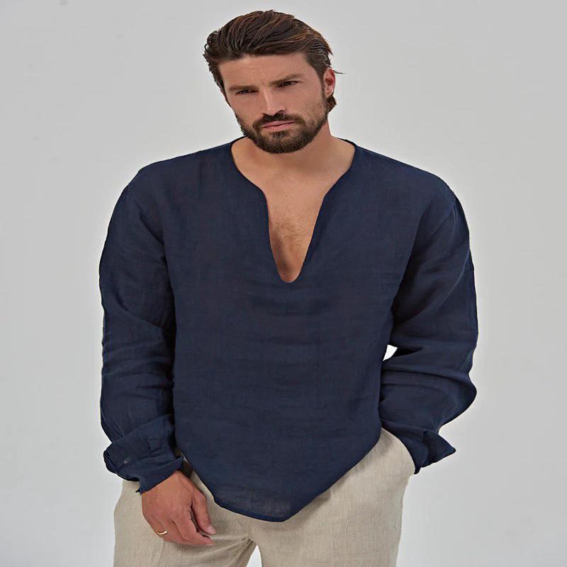 EROS V-NECK SHIRT IN BLUE