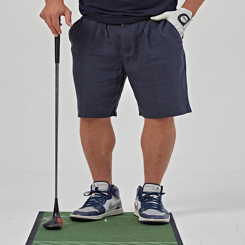 HUNTER LINEN SHORTS IN BLUE NAVY