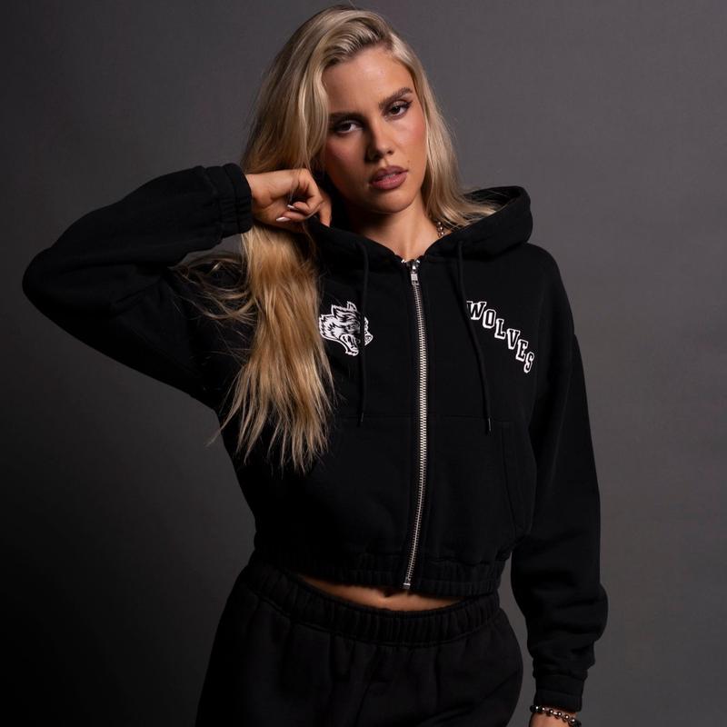 Journey "Chambers" (Cropped) Zip Hoodie in Black