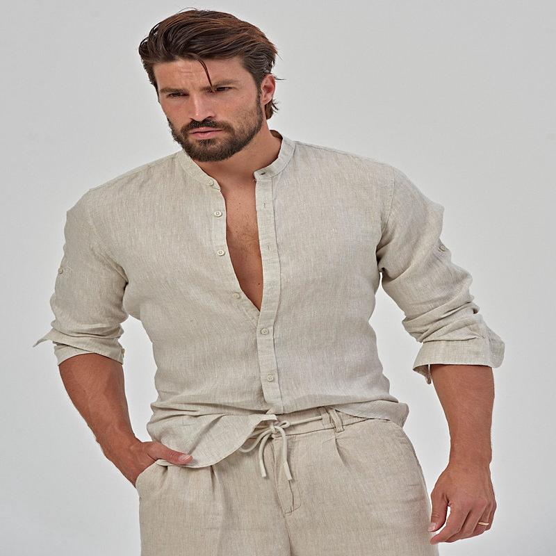 OTIS LINEN SHIRT IN BEIGE