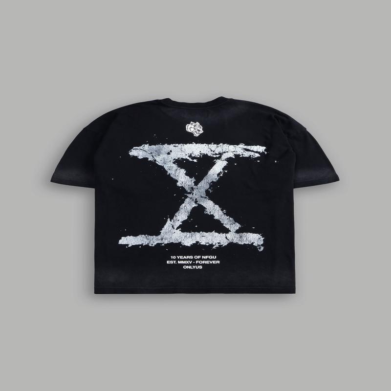 10 Years of NFGU "Premium" Oversized Tee in Black Drift Wash