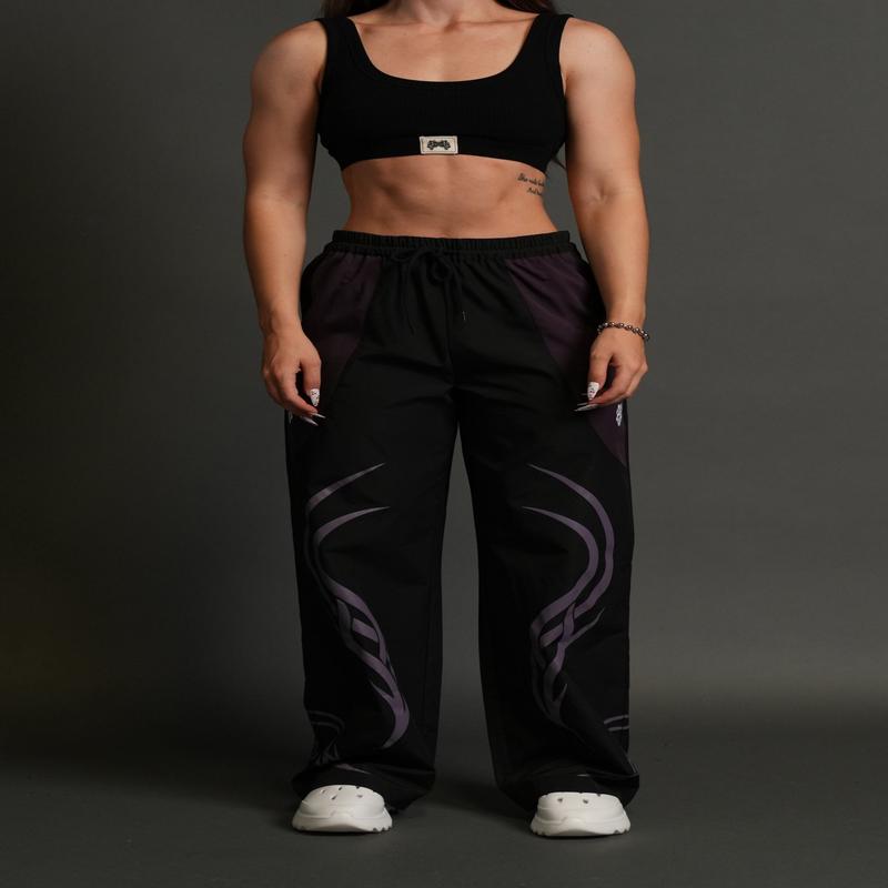 Dual Finite Code She Nadia Track Pants in Black/Phantom Purple