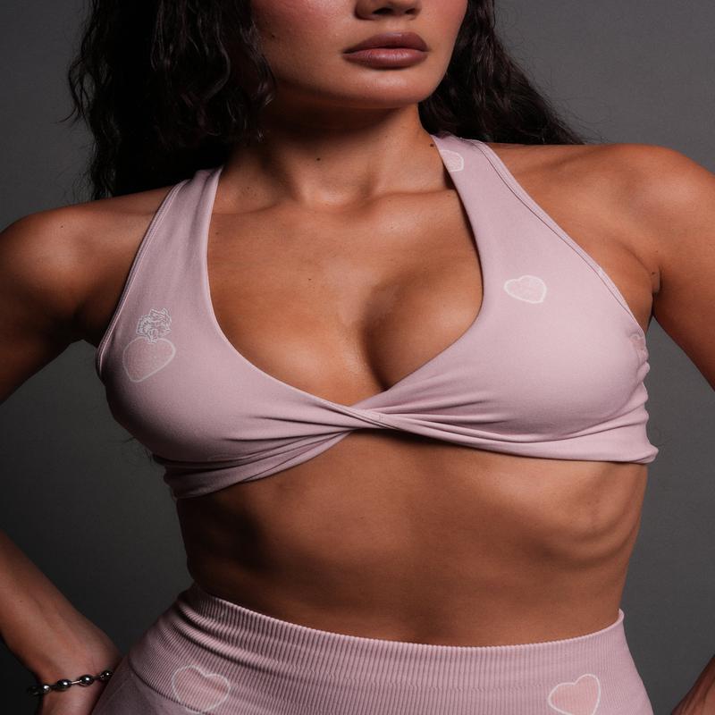 Her Energy "Everson" Seamless Twist Bra in Heart Candy Blush Pink