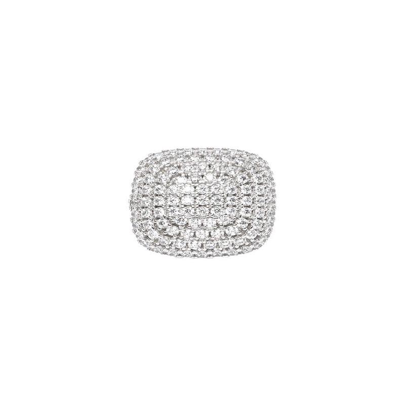 HOLLY SQUARE RING IN SILVER WITH WHITE ZIRCONS