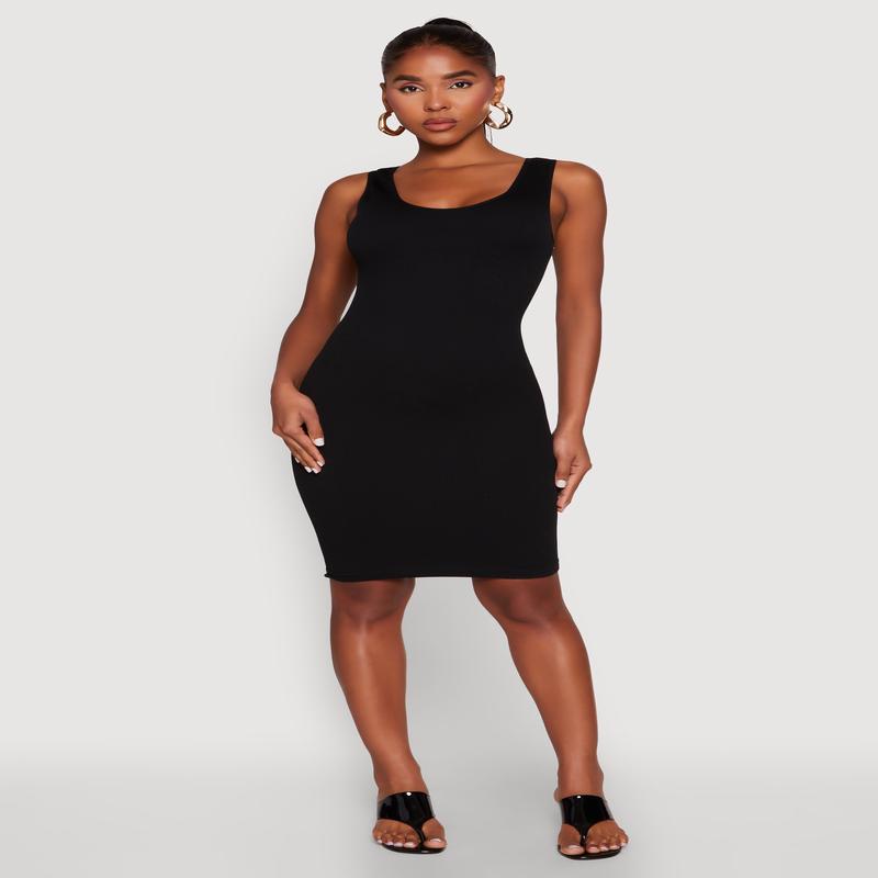 Ribbed Knit Seamless Tank Dress