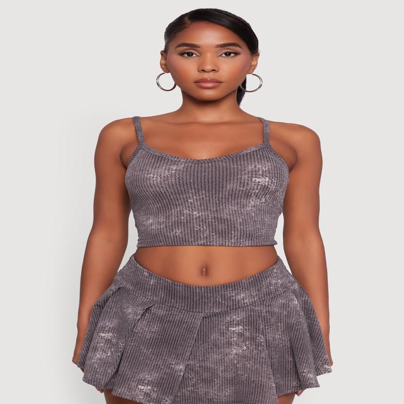 Trendy Acid Wash V Neck Cropped Cami