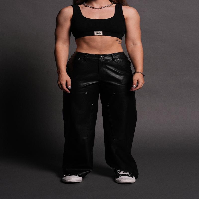 Wolf Chopper Ryder Faux Leather Pants in Black