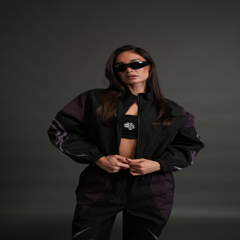 Wolves Finite Code Nadia Track Jacket in Black/Phantom Purple