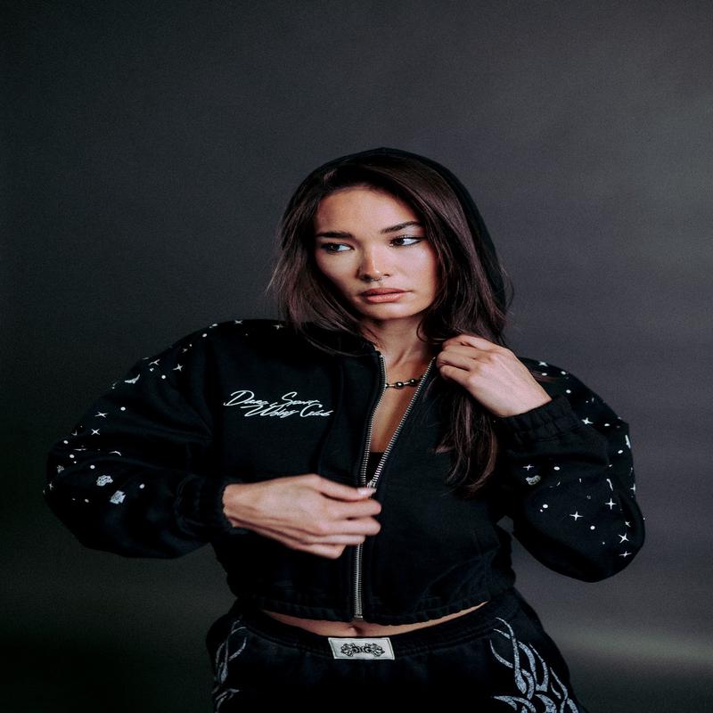 Darc Constellation "Chambers" (Cropped) Zip She Hoodie in Black