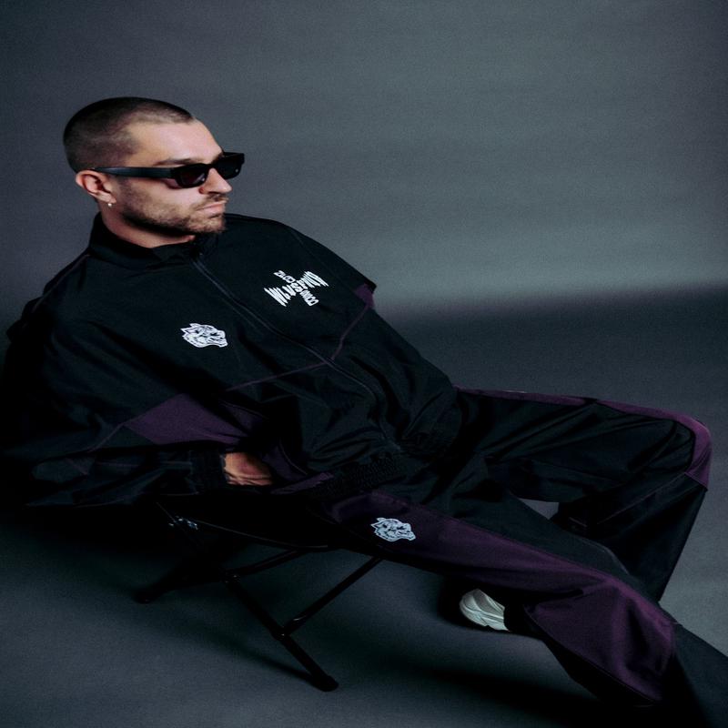 Dual Wolf Men's Quinn Track Pants in Black/Phantom Purple