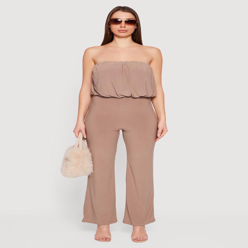 Elegant Strapless Wide Leg Jumpsuit