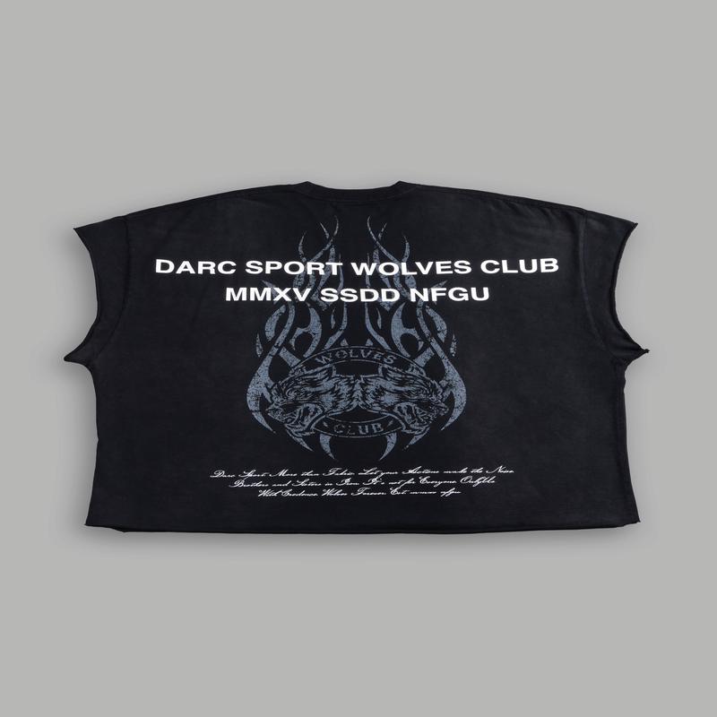 Finite Flame Grunge Cut-Off Tee in Black Inverted Sun Fade