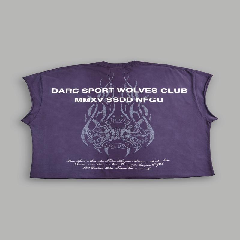 Finite Flame Grunge Cut-Off Tee in Phantom Purple Inverted Sun Fade