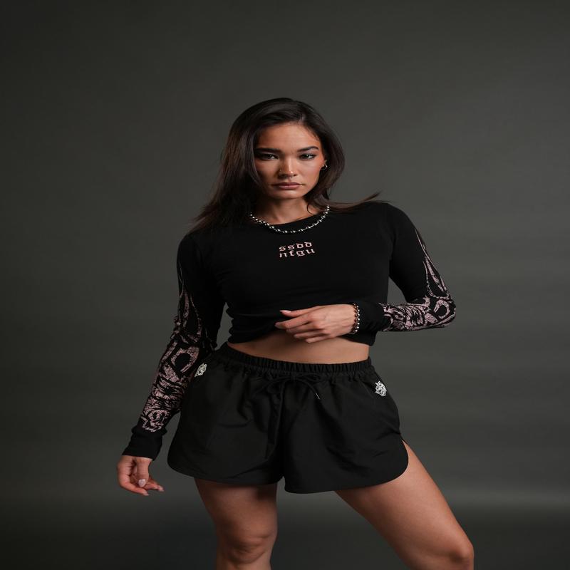 Finite Flame L/S "Baby" Tee in Black