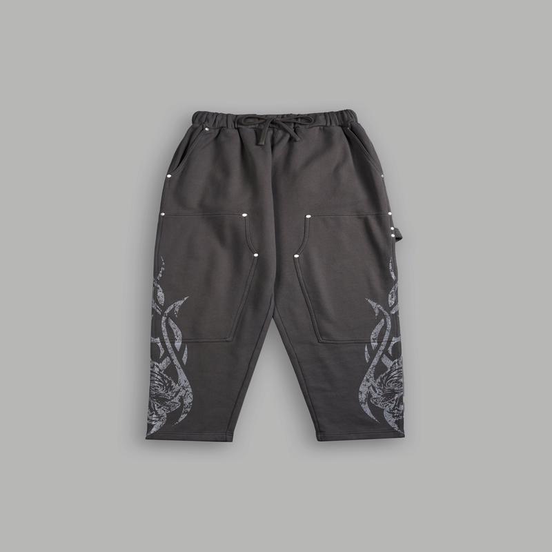Finite Flame Rivet Fleece Sweat Pants in Wolf Gray