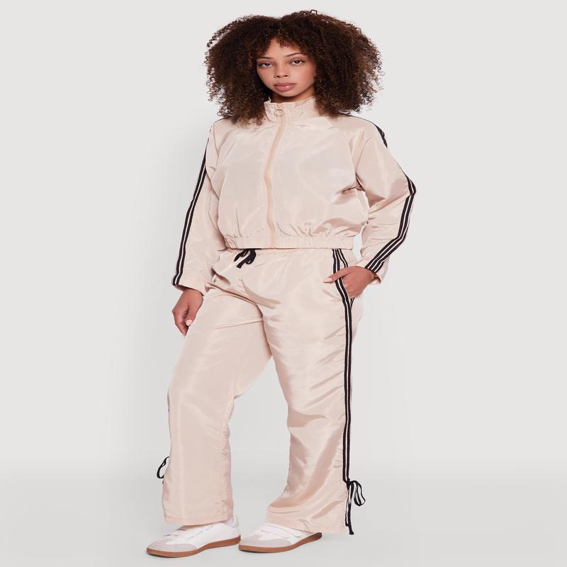 Nylon Bow Varsity Stripe Side Track Pants